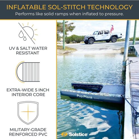 SOLSTICE ORIGINAL Inflatable Pup Plank Dog Float Floating Ramp Ladder For Pools Boats Docks | Dog On Water Ladder Steps | For Swimming Pets Up To 200 Pounds | Claw Friendly Safe & Easy For Large Dogs in Saudi Arabia