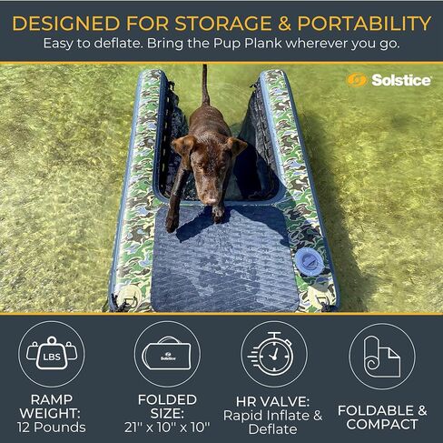 SOLSTICE ORIGINAL Inflatable Pup Plank Dog Float Floating Ramp Ladder For Pools Boats Docks | Dog On Water Ladder Steps | For Swimming Pets Up To 200 Pounds | Claw Friendly Safe & Easy For Large Dogs in Saudi Arabia