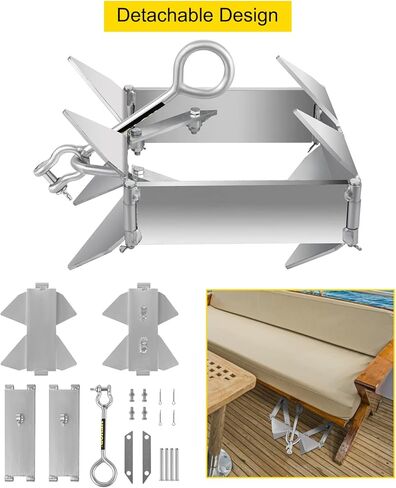 مرساة صندوق VEVOR للقوارب، مرساة قابلة للطي والإمساك، مرساة مكعبة من الفولاذ المجلفن، مرساة صندوقية شديدة التحمل، مرساة صندوقية للقوارب العائمة مع تصميم قابل للطي للرسو البحري in Kuwait