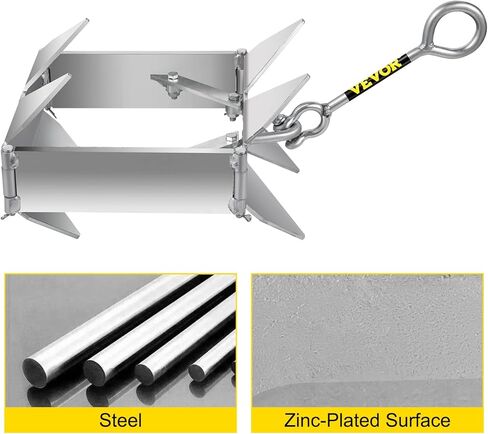 مرساة صندوق VEVOR للقوارب، مرساة قابلة للطي والإمساك، مرساة مكعبة من الفولاذ المجلفن، مرساة صندوقية شديدة التحمل، مرساة صندوقية للقوارب العائمة مع تصميم قابل للطي للرسو البحري in Kuwait