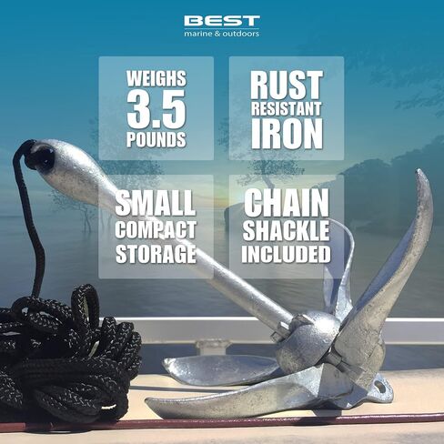 Best Marine and Outdoors Kayak Anchor, 3.5 Pound Anchor Kit for Kayaks, Canoes, SUP Paddle Boards & Jet Skis, Fishing, Boating & Kayaking Accessories in Saudi Arabia