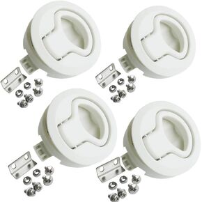 WJSKDQ 4PCS Boat Slam Latch 2'' Flush Pull Slam Latches Round Plastic Round for RV Boat Door Hatch Cabinet Pull Locking Deck Hatch Door