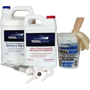 TotalBoat High Performance Epoxy Kit, Crystal Clear Marine Grade Resin and Hardener for Woodworking, Fiberglass and Wood Boat Building and Repair (Quart, Fast)