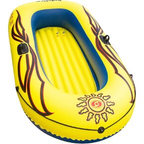 Solstice Inflatable Boat Rafts 2 Person for Adults & Kids Comes W/ Pole Oar Holders Cushioned Comfortable Base Grab Line 6 Ft Size Sunskiff Kits Dinghy Air Floor Yellow in Kuwait