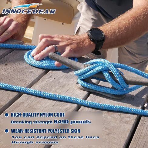 4 Pack 1/2" X 15’ Dock Lines|Marine-Grade Double-Braided Nylon Dock Line with 12" Eyelet.Hi-Performance Boat Rope Mooring Rope Dock Line (Blue) in Saudi Arabia