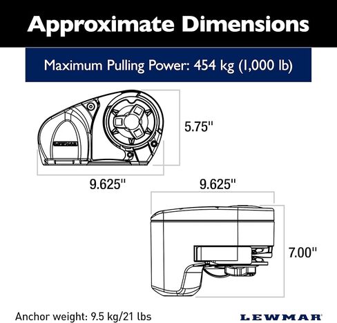 Lewmar Pro Fish 1000 12V Gypsy لسلسلة G4 1/4 بوصة، نظام السقوط الحر التلقائي، الحد الأقصى للسحب 700 رطل، 316 هيكل من الفولاذ المقاوم للصدأ، للقوارب 28'-38' - 2020201161 in Saudi Arabia