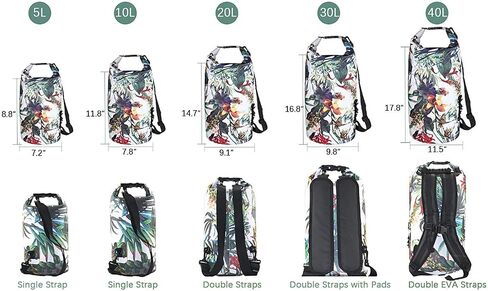 OMGear Waterproof Dry Bag Backpack Phone Pouch 40L/30L/20L/10L/5L Floating Dry Sack for Kayaking Boating Outdoors Activities in Kuwait