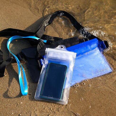 Crenova Waterproof Pouch with Waist Strap 3 Pack IP68 Waterproof Waist Bag Screen Touchable Dry Bag with Adjustable Belt | Vacation Essentials Accessories to Keep Your Valuables Safe and Dry | Perfect for Beach Snorkeling Kayaking Pool Water Park in Saudi Arabia