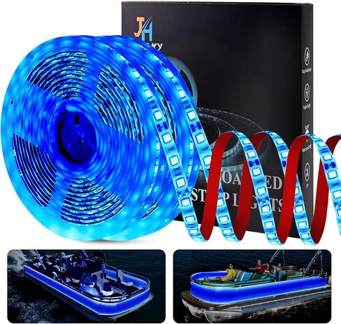 JUIOHAKY أضواء القارب العائم، أضواء شريط LED البحرية، أضواء شريط LED للقارب 12 فولت مقاومة للماء، أضواء LED للقارب، أضواء سطح القارب الداخلية لقوارب الكاياك، قارب جون، قارب باس، قارب صيد (أزرق، 32.8 قدم) in Kuwait