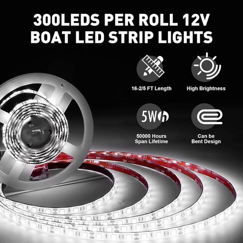 JUIOHAKY أضواء القارب العائم، أضواء شريط LED البحرية، أضواء شريط LED للقارب 12 فولت مقاومة للماء، أضواء LED للقارب، أضواء سطح القارب الداخلية لقوارب الكاياك، قارب جون، قارب باس، قارب صيد (أزرق، 32.8 قدم) in Kuwait