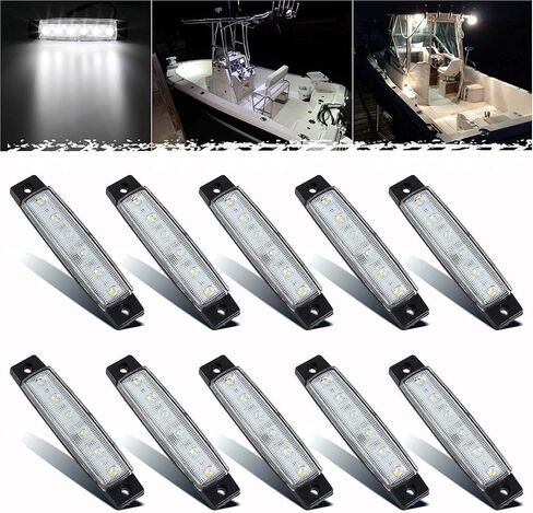PSEQT LED Boat Interior Lights Marine Courtesy Light Strip Deck Transom Cockpit Navigation Lighting Waterproof for Fishing Pontoon Kayak Yacht Sailboat (Amber 10Pcs) in Saudi Arabia