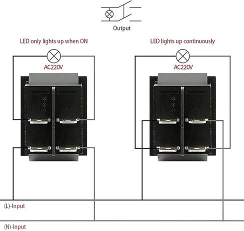 Baomain Red Light DPST ON/Off Snap in Boat Rocker Switch 4 Pin 16A/250V UL TUV List 1 Pack in Kuwait