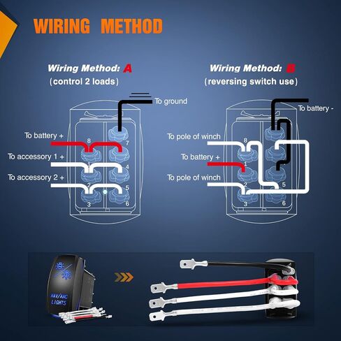 Nilight NAV/ANC Rocker Switch 7Pin Navigation Anchor Lights Toggle Switch On Off On DPDT Laser Etched Switch 12V 24V Jumper Wires for ARB Carling NARVA Style Marine Boat Ship Vessel, 2 Years Warranty in Saudi Arabia