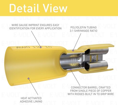 موصلات تمويج مجرف أنثى من E-VOLT - 80 PC 3: 1 موصلات سلك لتقلص الحرارة من أجل 12-10 AWG | وصلات كهربائية منفصلة سريعة من الدرجة الصناعية للقوارب والسيارات والصوت in Kuwait