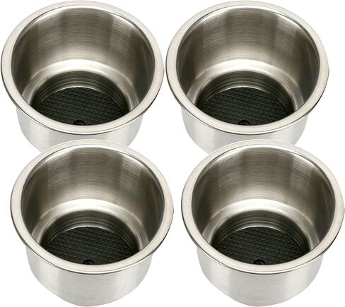 Amarine Made 4pcs Stainless Steel Cup Drink Holder with Drain for Marine Boat RV Camper in Saudi Arabia