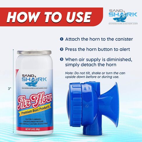SandShark Premium Boating Air Horn Handheld Canister, Compressed & Very Loud, Coast Guard Approved, Emergency Use for Marine & Watercraft Safety, Great for Sports, Parties, Camping, Outdoors, 1.4oz in Saudi Arabia