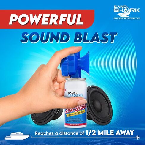 SandShark Premium Boating Air Horn Handheld Canister, Compressed & Very Loud, Coast Guard Approved, Emergency Use for Marine & Watercraft Safety, Great for Sports, Parties, Camping, Outdoors, 1.4oz in Saudi Arabia