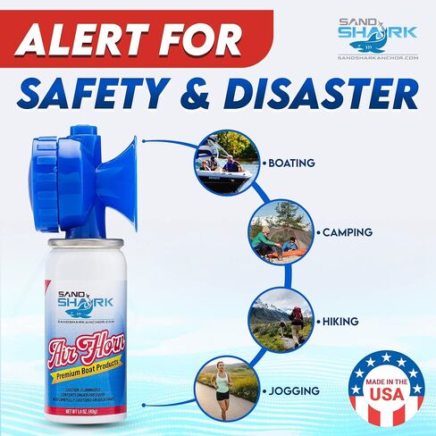 SandShark Premium Boating Air Horn Handheld Canister, Compressed & Very Loud, Coast Guard Approved, Emergency Use for Marine & Watercraft Safety, Great for Sports, Parties, Camping, Outdoors, 1.4oz in Saudi Arabia