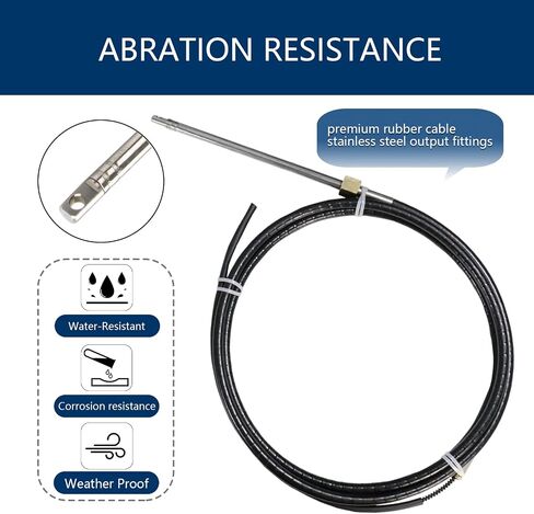 R RUR Boat Steering System, Outboard Rotary Steering Kit with 16ft Boat Steering Cable and 13.5-Inch Stainless Steering Wheel for Boat in Saudi Arabia