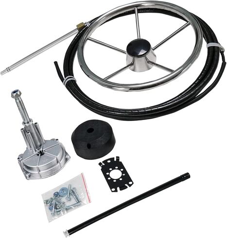 R RUR Boat Steering System, Outboard Rotary Steering Kit with 16ft Boat Steering Cable and 13.5-Inch Stainless Steering Wheel for Boat in Saudi Arabia