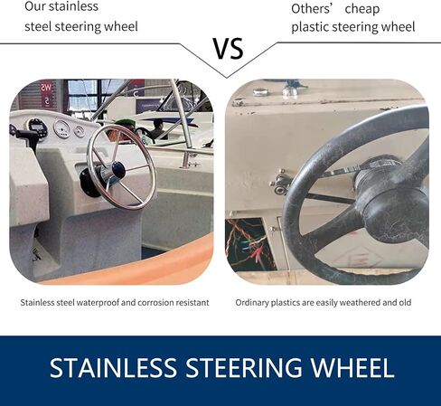 R RUR Boat Steering System, Outboard Rotary Steering Kit with 16ft Boat Steering Cable and 13.5-Inch Stainless Steering Wheel for Boat in Saudi Arabia