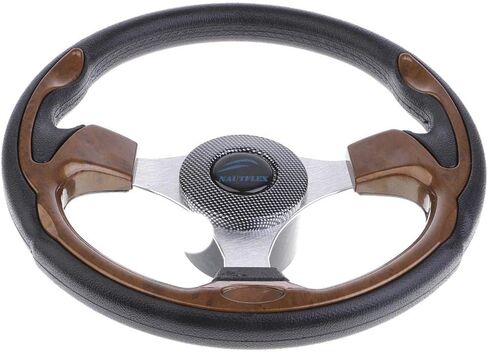 Dolity 12.6-inch Aluminum Alloy Boat Pontoon Steering Wheel Marine Accessories 3 Spoke 3/4" Shaft PU Carbon Fiber Steering Wheel Compatible for Marine Boats, Vessels, Yacht, Pontoon Boat in Saudi Arabia