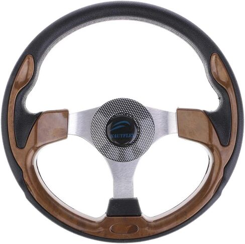 Dolity 12.6-inch Aluminum Alloy Boat Pontoon Steering Wheel Marine Accessories 3 Spoke 3/4" Shaft PU Carbon Fiber Steering Wheel Compatible for Marine Boats, Vessels, Yacht, Pontoon Boat in Saudi Arabia