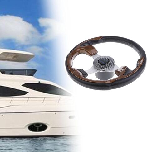Dolity 12.6-inch Aluminum Alloy Boat Pontoon Steering Wheel Marine Accessories 3 Spoke 3/4" Shaft PU Carbon Fiber Steering Wheel Compatible for Marine Boats, Vessels, Yacht, Pontoon Boat in Saudi Arabia
