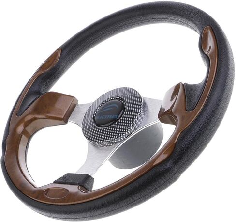 Dolity 12.6-inch Aluminum Alloy Boat Pontoon Steering Wheel Marine Accessories 3 Spoke 3/4" Shaft PU Carbon Fiber Steering Wheel Compatible for Marine Boats, Vessels, Yacht, Pontoon Boat in Saudi Arabia
