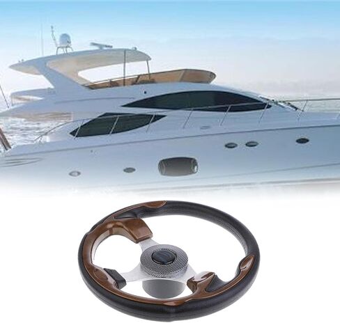 Dolity 12.6-inch Aluminum Alloy Boat Pontoon Steering Wheel Marine Accessories 3 Spoke 3/4" Shaft PU Carbon Fiber Steering Wheel Compatible for Marine Boats, Vessels, Yacht, Pontoon Boat in Saudi Arabia