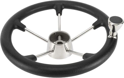 NovelBee 13-1/2 Inch Stainless Steel 5 Spoke Boat Marine Destroyer Steering Wheel with Black PU Foam and Knob in Saudi Arabia
