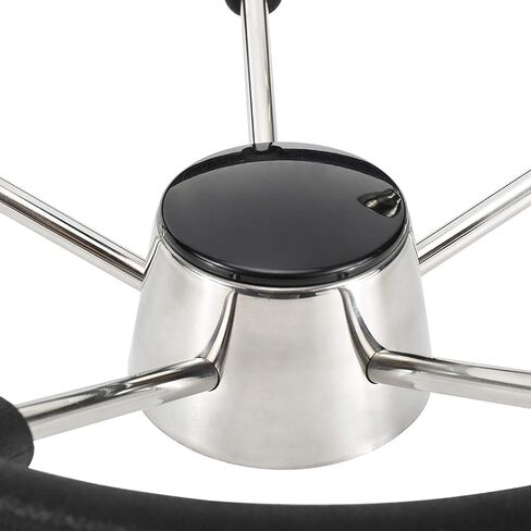 NovelBee 13-1/2 Inch Stainless Steel 5 Spoke Boat Marine Destroyer Steering Wheel with Black PU Foam and Knob in Saudi Arabia
