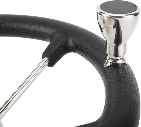 NovelBee 13-1/2 Inch Stainless Steel 5 Spoke Boat Marine Destroyer Steering Wheel with Black PU Foam and Knob in Saudi Arabia