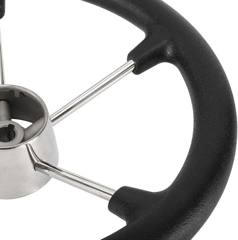 NovelBee 13-1/2 Inch Stainless Steel 5 Spoke Boat Marine Destroyer Steering Wheel with Black PU Foam and Knob in Saudi Arabia
