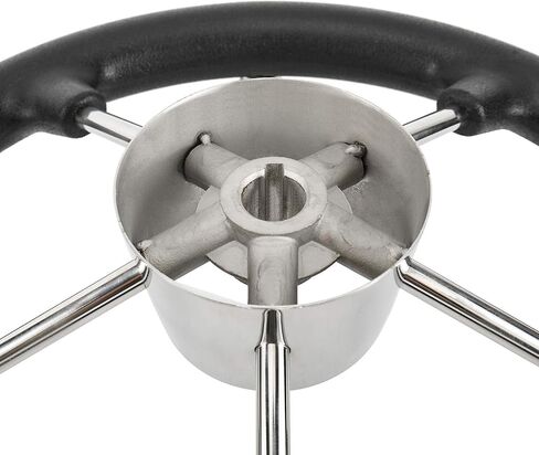 NovelBee 13-1/2 Inch Stainless Steel 5 Spoke Boat Marine Destroyer Steering Wheel with Black PU Foam and Knob in Saudi Arabia