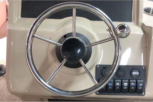 11inch Boat Steering Wheel, Marine Stainless Steel Steering Wheel Adapter fit 3/4 inch Tapered Shaft, 5 Spoke 25 Degree Destroyer Style with Knob & Center Cap for Boats, Yachts, Pontoon Boats in Kuwait
