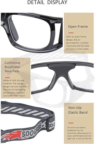 Sports Goggles Glasses Men Racquetball Basketball Football Eyewear Protective Glasses Shock Collision Lens Replaceable in Kuwait