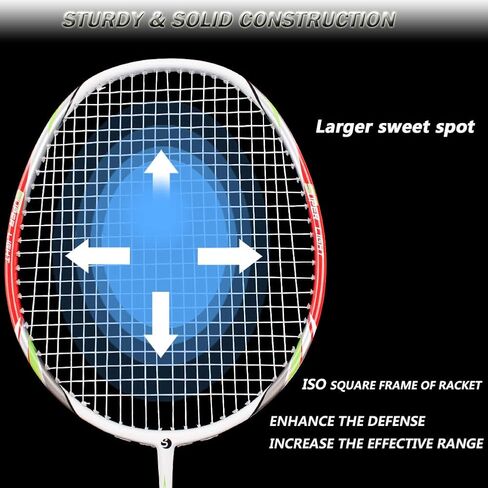 مجموعة مضارب كرة الريشة من سينستون مكونة من 2، مضارب كرة الريشة ذات عمود جرافيت بما في ذلك حقيبة كرة الريشة، 2 كرة الريشة، 2 قبضة مضرب in Kuwait