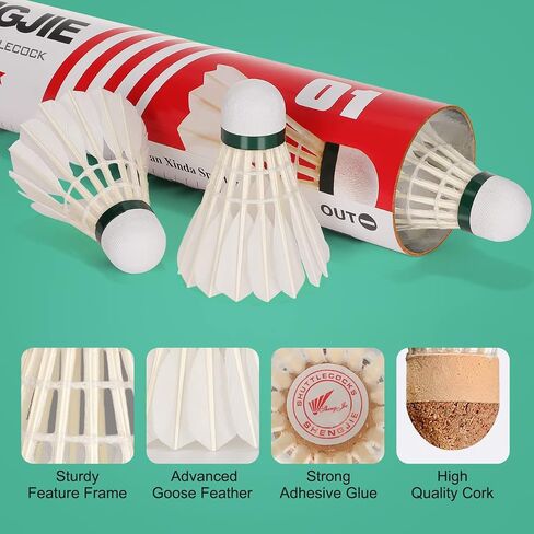 Philonext Goose Feather Badminton Shuttlecocks Birdies, 12 Pack Stable Durable Hight Speed Training Badminton Balls for Indoor & Outdoor Practice Sports Activities in Saudi Arabia