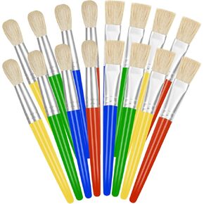 YGAOHF Paint Brushes for Kids, 16 Pcs Kids Paint Brushes with Durable Bristle, Easy to Clean Round and Flat Toddler Paint Brushes for Acrylic Oil Watercolor Washable Paint
