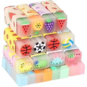 Cute Erasers for Kids Bulk 16 Pack Animal Food Fun Desk Pets Pencil Students School Supplies Prize Gifts Party Favors in Kuwait