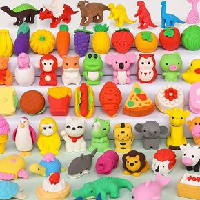 HINZER 100 Pack Animal Erasers for Kids Bulk Pull Apart 3D Puzzle Erasers Classroom Rewards and Prizes Class Treasure Box Kids Party Favors Back to School Supplies