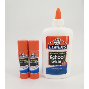 Elmer's Washable Liquid School Glue and Disappearing Purple Elmer's School Glue Stick Bundle (Big)