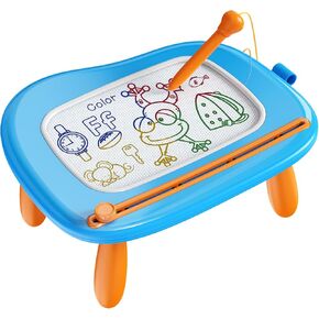 bravokids Magnetic Drawing Board for Kids with Sturdy Legs, Color Erasable Doodle Writing Pad for Toddler Boy Girls, Educational Preschool Learning Toys for 1 2 3 3 4 Years Old Birthday Gifts (Blue)