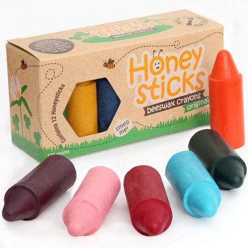 Honeysticks 100% Pure Beeswax Crayons Natural, Safe for Toddlers, Kids and Children, Handmade in New Zealand, For 1 Year Plus (12 Pack) in Saudi Arabia