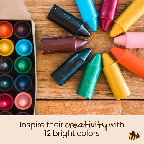 Honeysticks 100% Pure Beeswax Crayons Natural, Safe for Toddlers, Kids and Children, Handmade in New Zealand, For 1 Year Plus (12 Pack) in Saudi Arabia