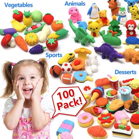 HINZER 100 Pack Animal Erasers for Kids Bulk Pull Apart 3D Puzzle Erasers Classroom Rewards and Prizes Class Treasure Box Kids Party Favors Back to School Supplies in Saudi Arabia