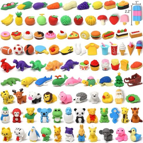 HINZER 100 Pack Animal Erasers for Kids Bulk Pull Apart 3D Puzzle Erasers Classroom Rewards and Prizes Class Treasure Box Kids Party Favors Back to School Supplies in Saudi Arabia