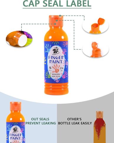 TBC The Best Crafts Finger Paint for Kids, Non-toxic, Washable Toddler Paint, 6 x 236ml Kids Art Set, Prefect Craft Paint For DIY Projects, School Painting Supplies in Kuwait