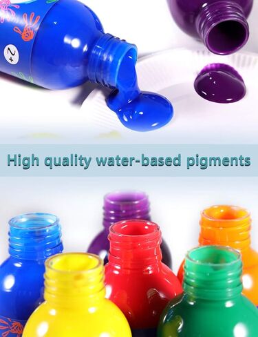 TBC The Best Crafts Finger Paint for Kids, Non-toxic, Washable Toddler Paint, 6 x 236ml Kids Art Set, Prefect Craft Paint For DIY Projects, School Painting Supplies in Kuwait